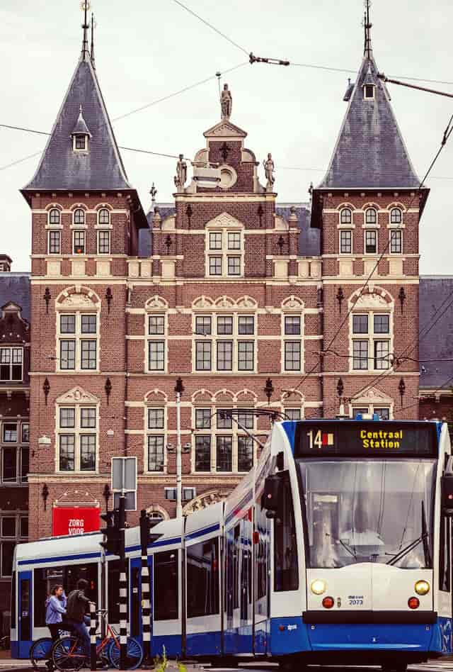 tropenmuseum exterior with tram