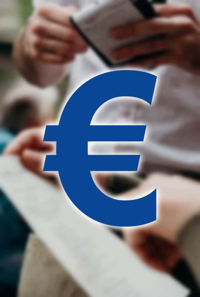 euro symbol over bill