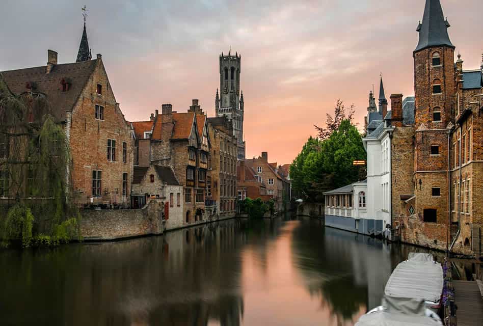 bruges canal sunset